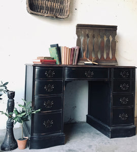 Classy Vintage Black Farmhouse Desk