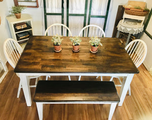 Fresh Farmhouse Table w/Bench & Chairs