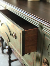 Load image into Gallery viewer, Stunning Distressed Vintage Jacobean Buffet Cabinet