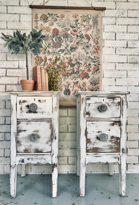 Vintage Repurposed Vanity Set of Nightstands (2)