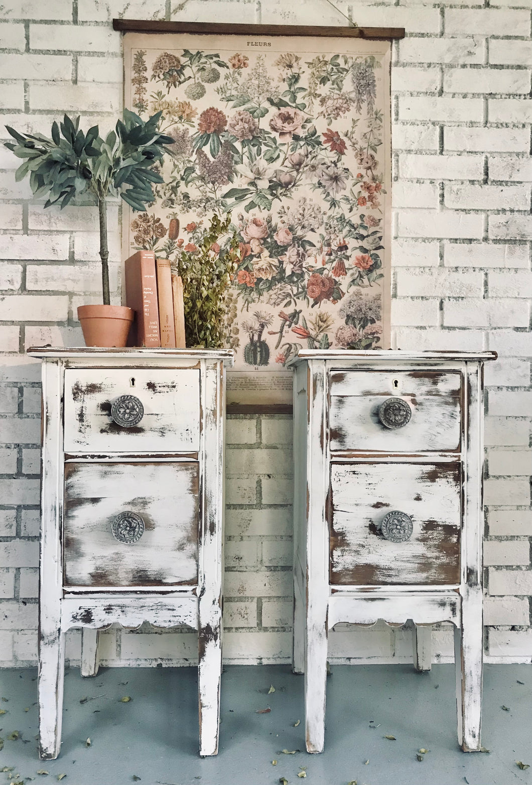 Vintage Repurposed Vanity Set of Nightstands (2)