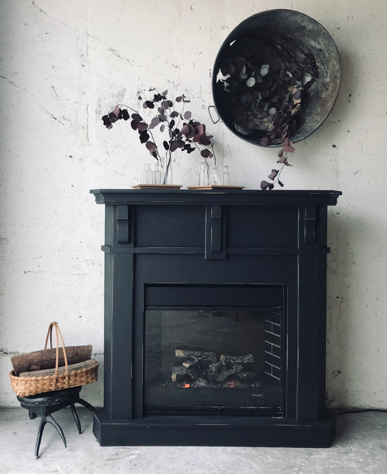 Moody Black Faux Fireplace
