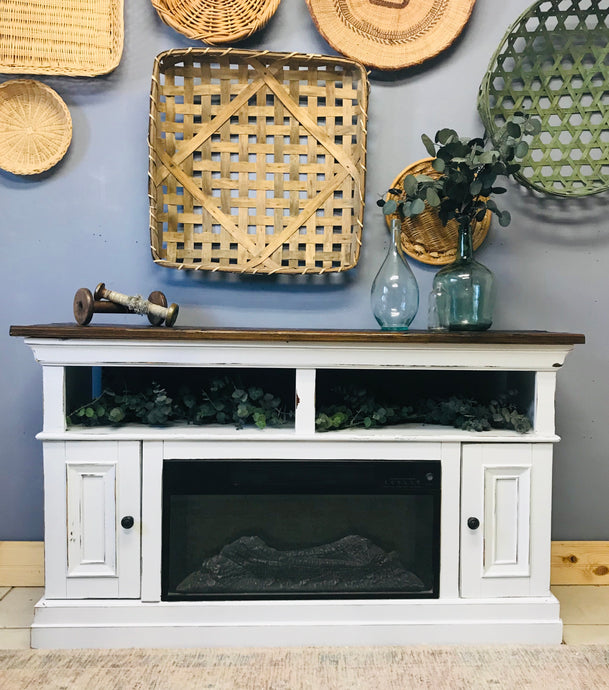 Amazing Farmhouse Faux Fireplace TV Stand