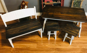 Adorable Mini Farmhouse Toddler Table w/Bench & Stools