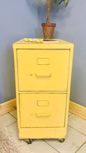 Load image into Gallery viewer, Awesome Yellow Metal Vintage Rolling File Cabinet