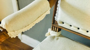 Gorgeous Antique Neutral Linen Settee