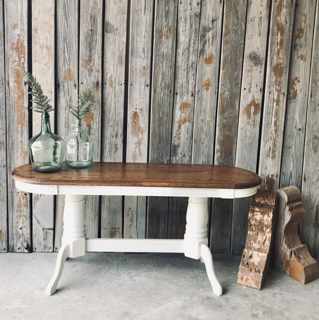 Perfect Farmhouse Sofa or Entryway Table & fire extinguisher