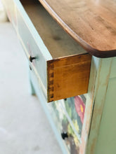 Load image into Gallery viewer, Pretty Floral Blue Chest of Drawers