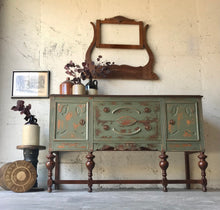 Load image into Gallery viewer, Stunning Distressed Vintage Jacobean Buffet Cabinet