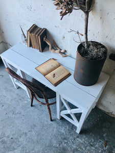 Farmhouse Desk or Entryway Table & Metal Chair