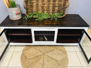 Pretty Farmhouse TV Stand Cabinet