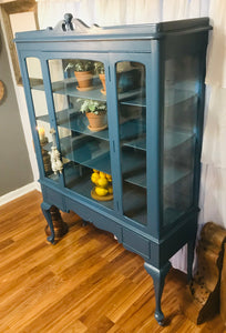 Pretty Blue Vintage China Cabinet