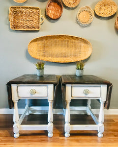 Unique Farmhouse Drop Leaf End Table Set