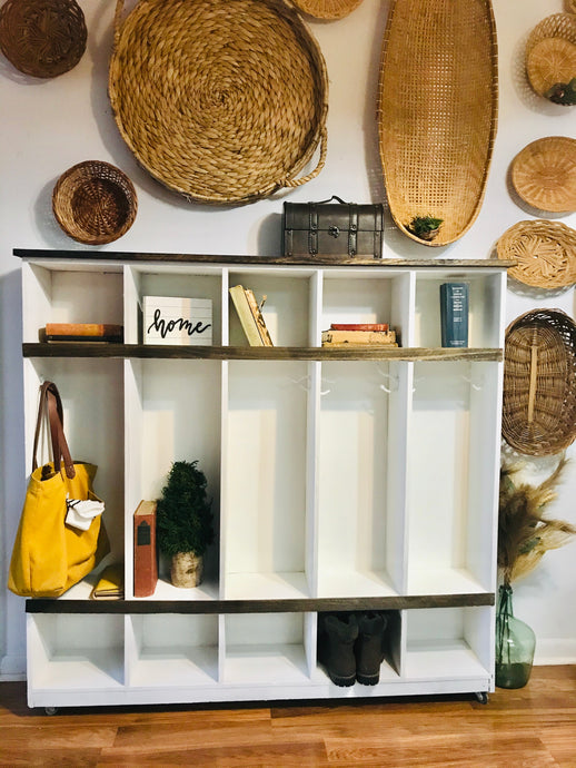 Farmhouse Mudroom Cubby on Casters