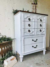 Load image into Gallery viewer, Beautiful Vintage Farmhouse Tall Chest of Drawers