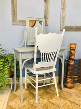 Load image into Gallery viewer, Pretty Rattan Grey Vanity &amp; White Chair