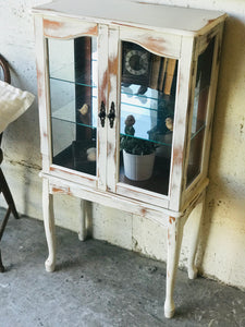 Distressed Petite Farmhouse Curio Cabinet