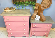 Load image into Gallery viewer, Pretty in Pink Dresser &amp; Large Nightstand