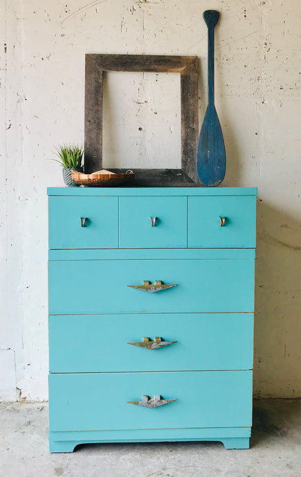 Pretty Teal MCM Chest of Drawers