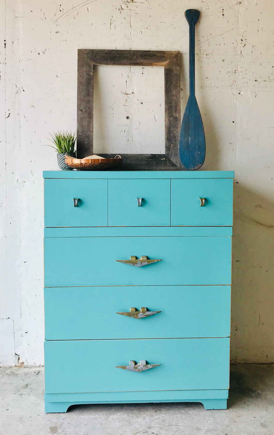 Pretty Teal MCM Chest of Drawers