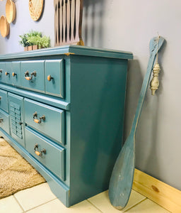 Pretty Coastal Long Dresser or Buffet