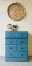Load image into Gallery viewer, Pretty Blue Vintage Chest of Drawers