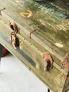 Amazing Vintage Army Trunk on Hairpin Legs