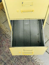 Load image into Gallery viewer, Awesome Yellow Metal Vintage Rolling File Cabinet