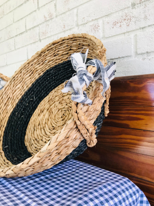 Large Palm Striped Basket