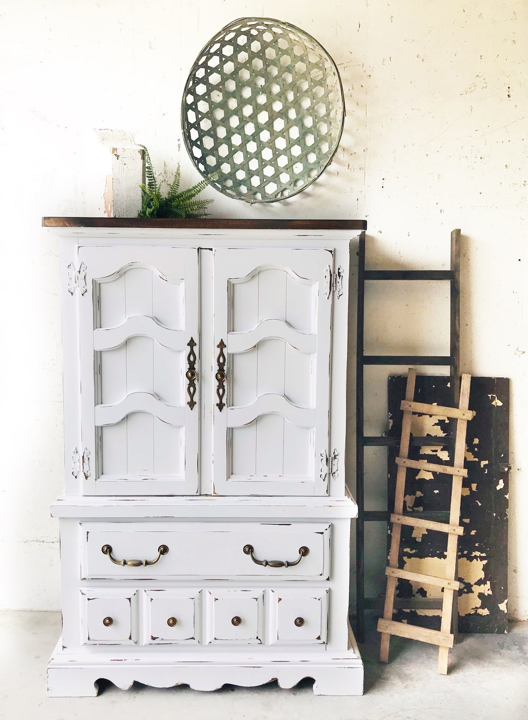 Pretty Vintage Farmhouse Armoire Dresser