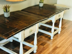 Unique Farmhouse Drop Leaf End Table Set