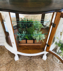 Pretty Farmhouse Lighted Curio Cabinet