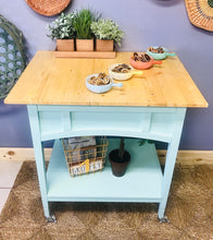 Load image into Gallery viewer, Modern Meets Vintage Rolling Kitchen Island