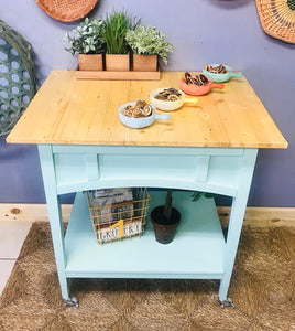 Modern Meets Vintage Rolling Kitchen Island