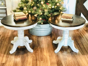 Adorable Farmhouse Mini Pedestal End Tables