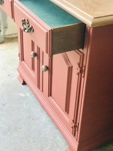 Beautiful Primitive Look Credenza, Small Buffet, or Coffee Bar