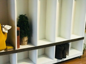 Farmhouse Mudroom Cubby on Casters