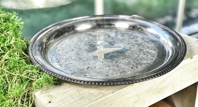 Old metal platter