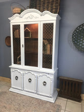 Load image into Gallery viewer, Pretty Vintage Lighted China Cabinet