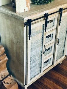 Perfect Rustic Galvanized Barn Door Cabinet