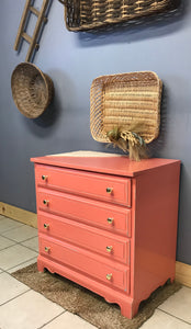 Bright & Cheery Coral Small Chest of Drawers