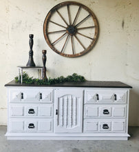 Load image into Gallery viewer, Pretty Vintage Farmhouse Large Dresser, Buffet, or TV Stand