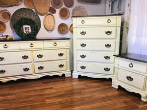 Amazing Solid Wood Vintage Yellow Dresser Set