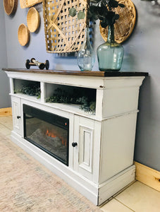 Amazing Farmhouse Faux Fireplace TV Stand