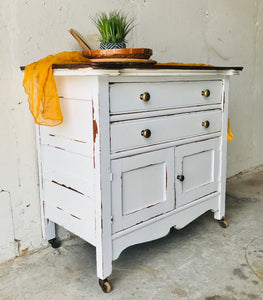 Charming Antique Rolling Cabinet