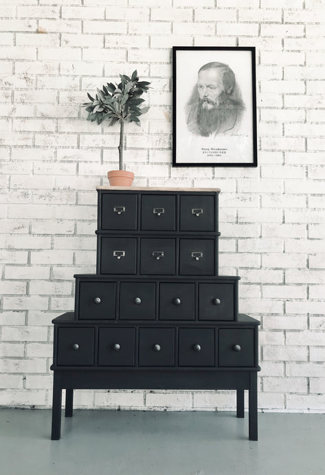 Available @Twin Rivers Awesome Black Apothecary Cabinet