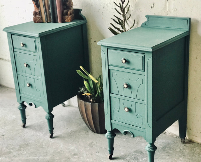 Beautiful Antique Repurposed Vanity Nightstand Set