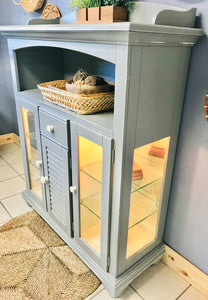 Beautiful Gray Lighted Hutch