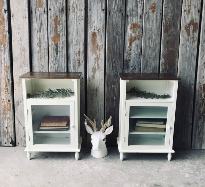 Pretty Farmhouse Cabinet Nightstands or End Tables