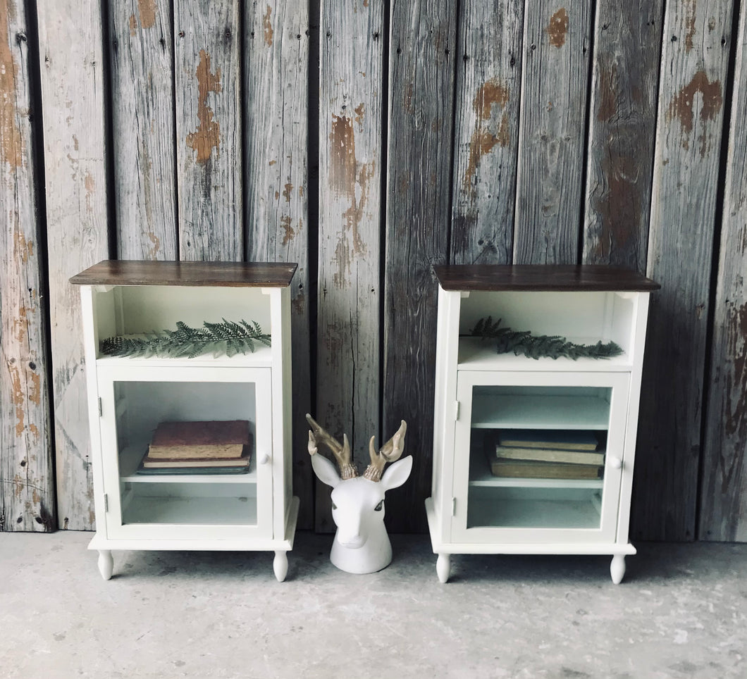Pretty Farmhouse Cabinet Nightstands or End Tables